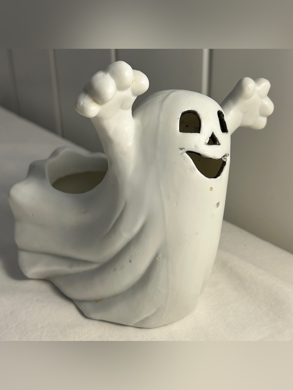 vintage 1993 holland floral ceramic spooky ghost planter 90s Halloween FLAWS